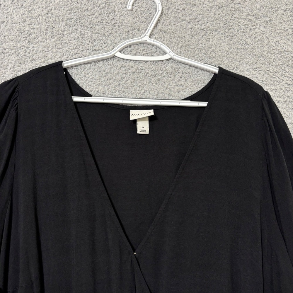Little Black Dress Work Casual Flowy Mini Dress Long Sleeve Plus Size 1X Pockets - Picture 3 of 12